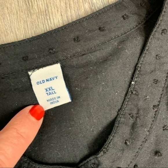 Old Navy Black Swiss Dot Ruffle Sleeve Blouse Size XXL Tall - Picture 7 of 11